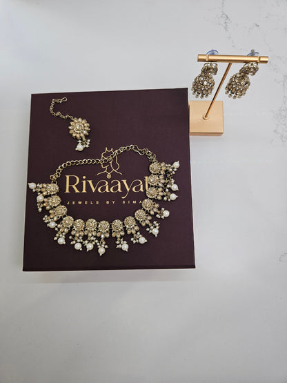 Kundan Necklace with Pearl Drops