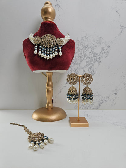 Antique Gold-Toned Kundan Polki Choker