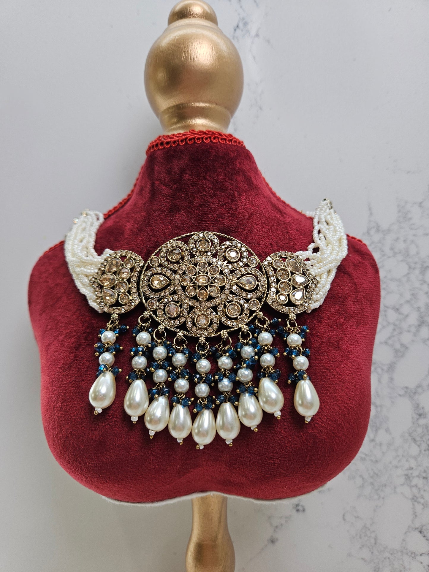Antique Gold-Toned Kundan Polki Choker