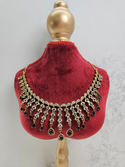 Premium Mehndi Polished AD Necklace Set