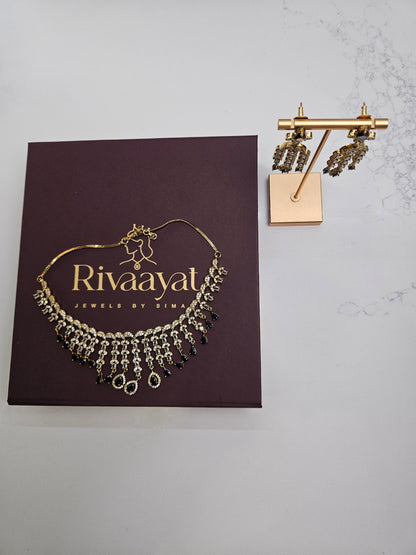 Premium Mehndi Polished AD Necklace Set