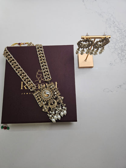 Long Kundan Necklace with Pearls