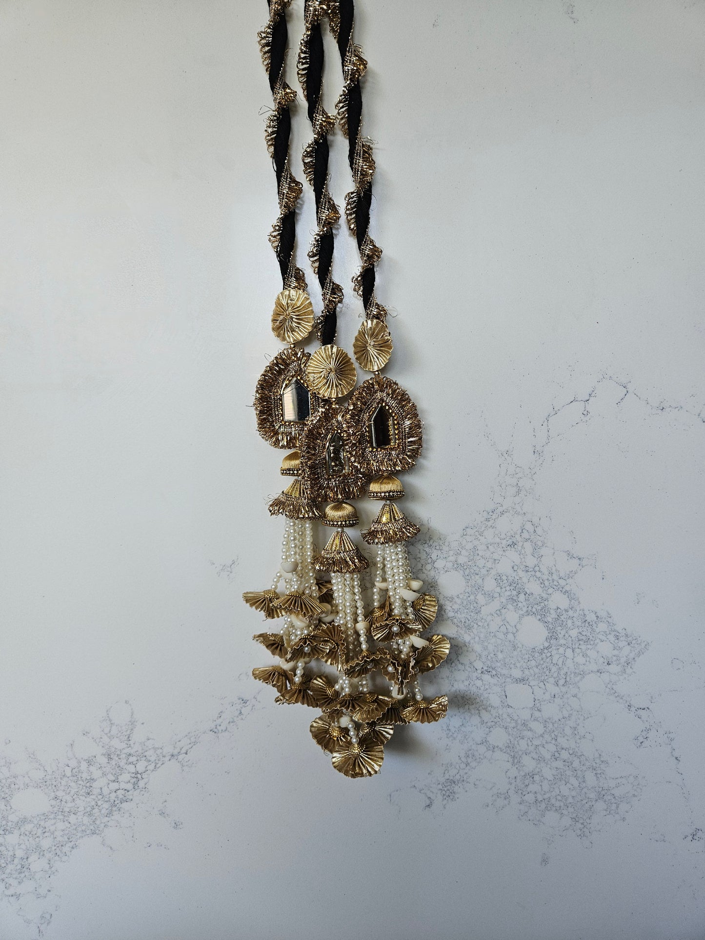 Punjabi Paranda Gold and White Beaded