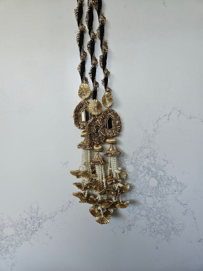 Punjabi Paranda Gold and White Beaded