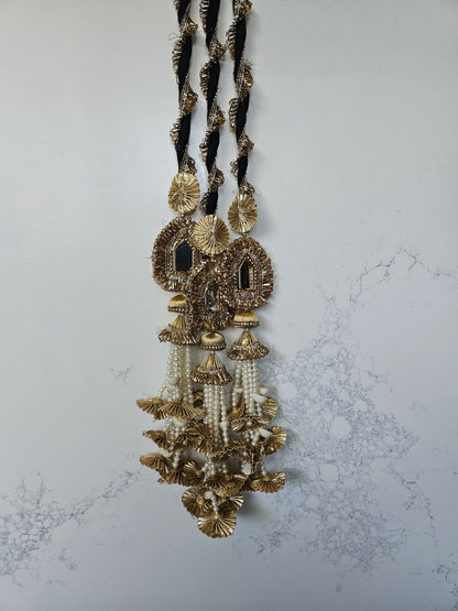 Punjabi Paranda Gold and White Beaded