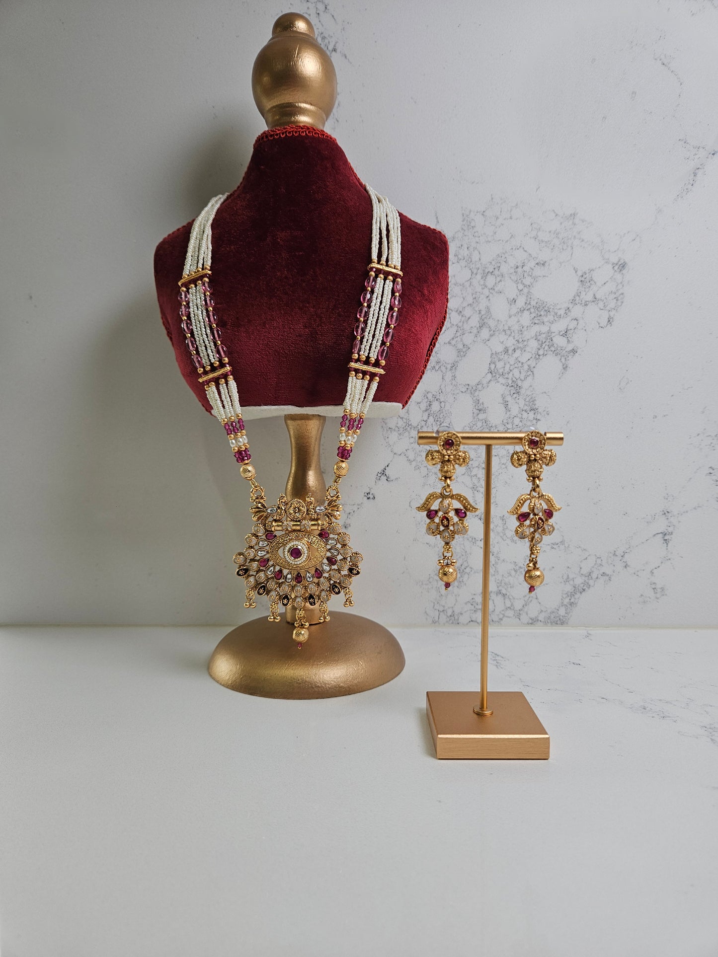 Pearl and Semi-Precious Stone Temple Set