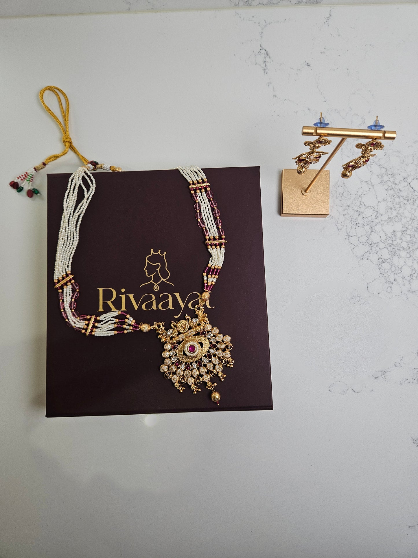 Pearl and Semi-Precious Stone Temple Set