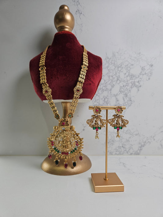 Mahalaxmi Antique Temple Necklace Set