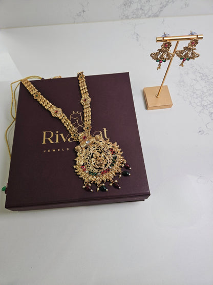 Mahalaxmi Antique Temple Necklace Set
