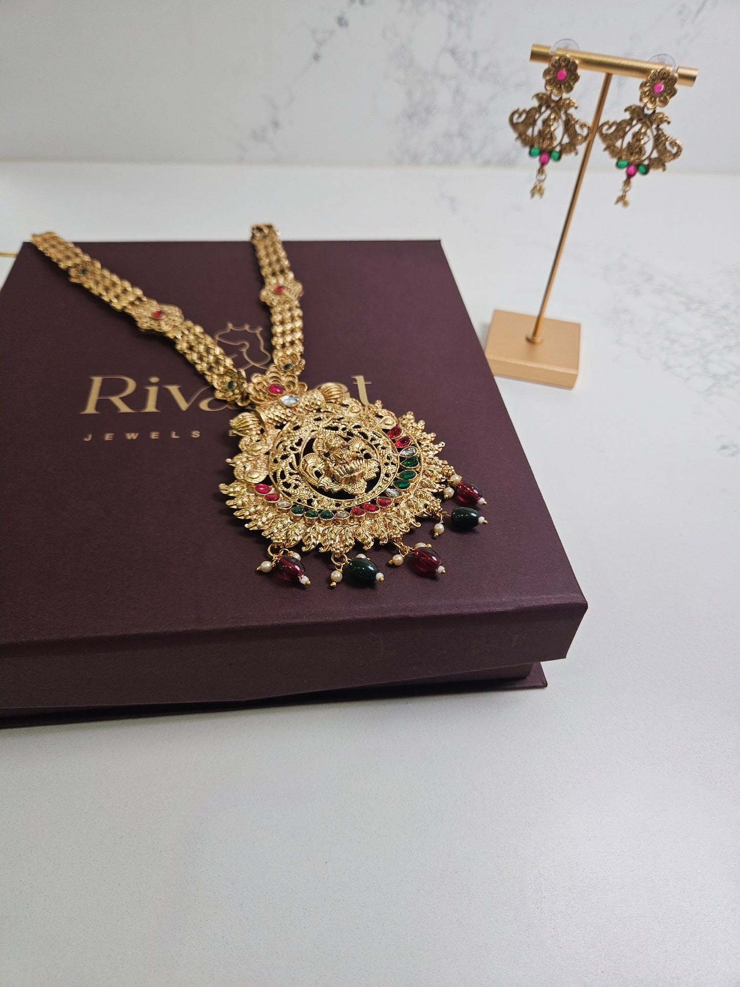 Mahalaxmi Antique Temple Necklace Set