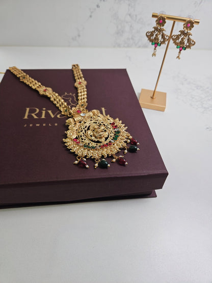 Mahalaxmi Antique Temple Necklace Set