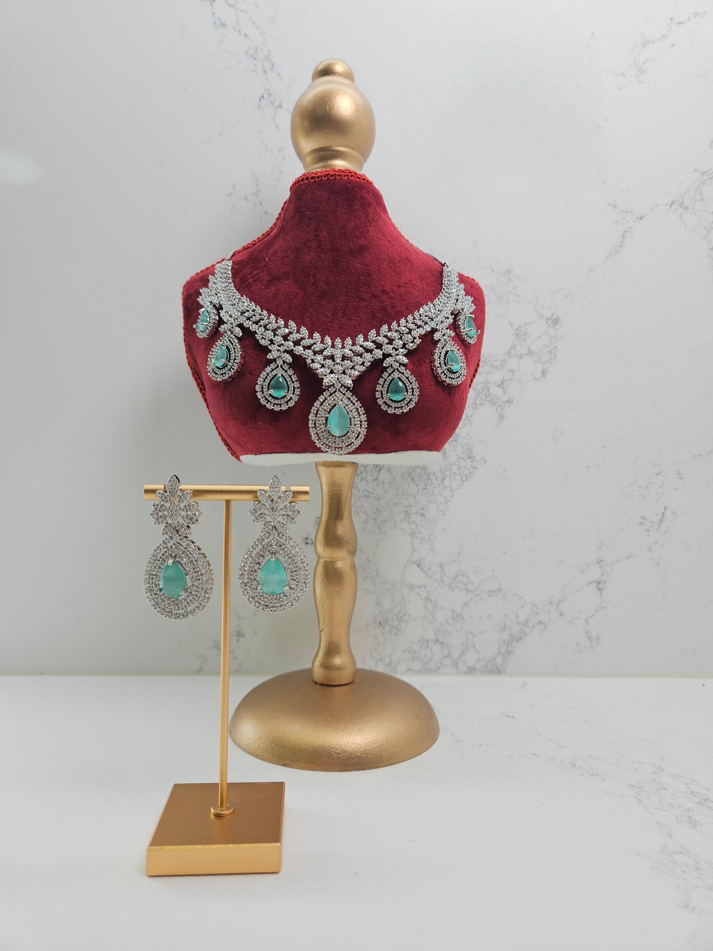 Mint American Diamond Necklace Set