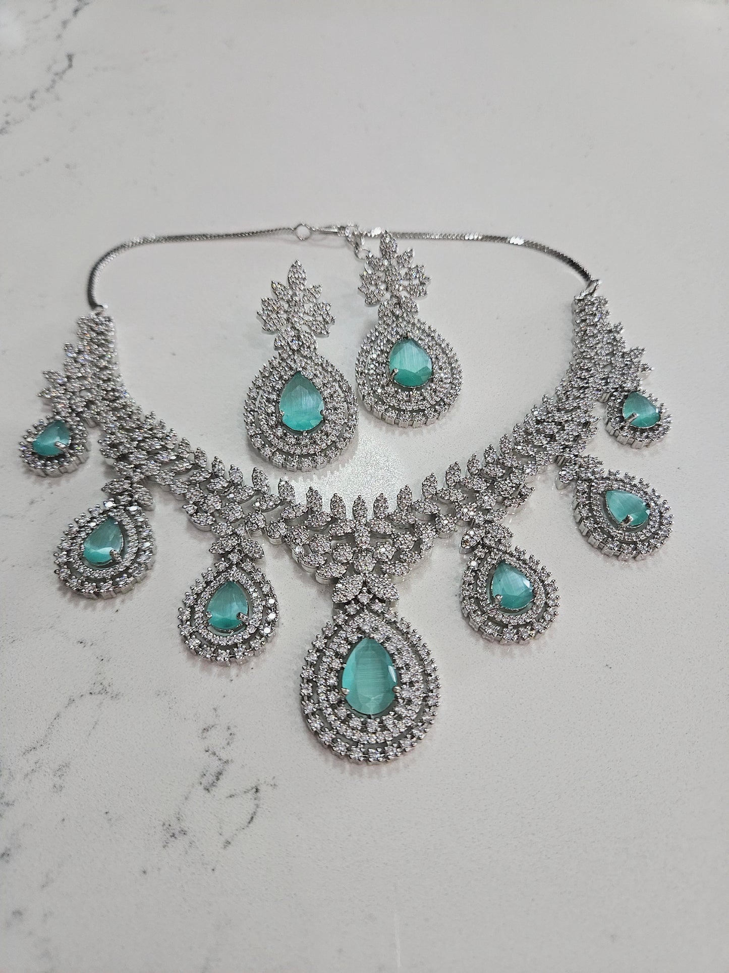 Mint American Diamond Necklace Set