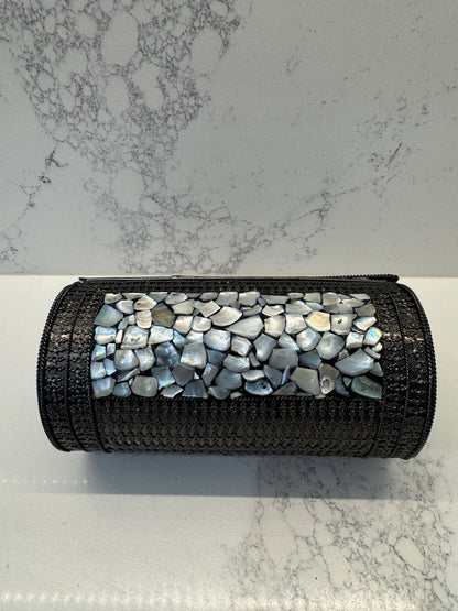 Handmade Mosaic Metal Barrel Clutch