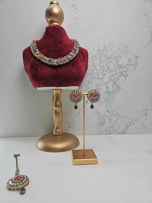Multi Color Kundan Necklace Set