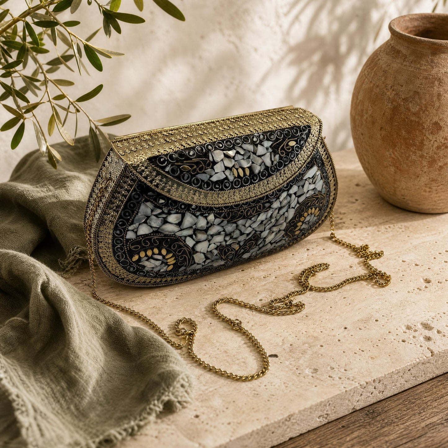Handcrafted Metal Mosaic Clutch