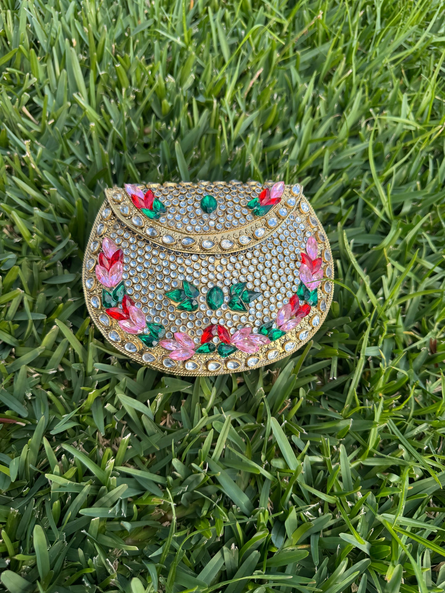 Multicolor kundan clutch