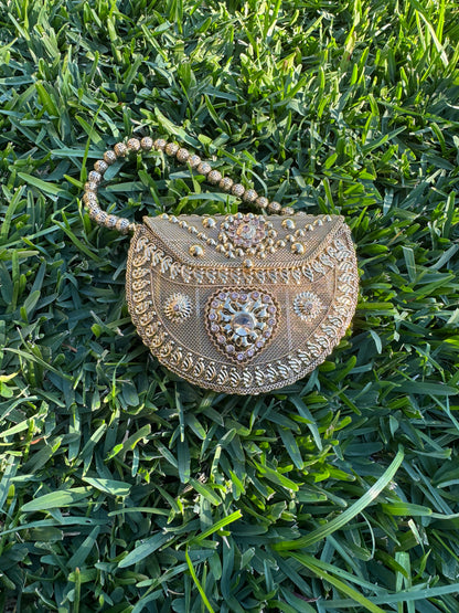 Antique Gold Metal Clutch